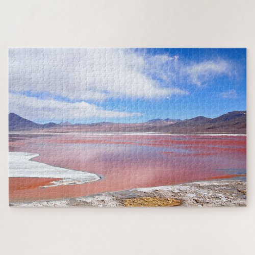 Red Lagoon Laguna Colorada lake in Bolivia Jigsaw Puzzle