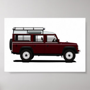 Red Land Rover Defender 110 Poster