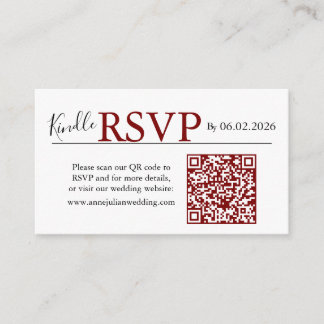 Red landscape RSVP QR Code Card Modern Wedding