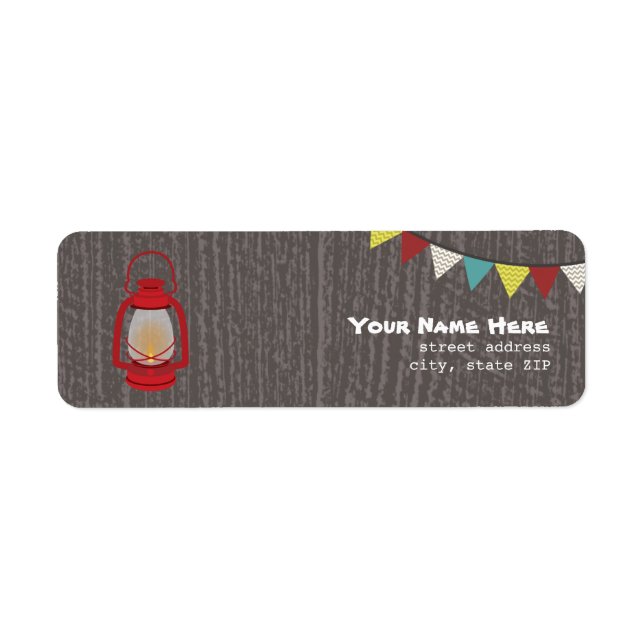Red Lantern Camping Birthday Party Address Label (Front)