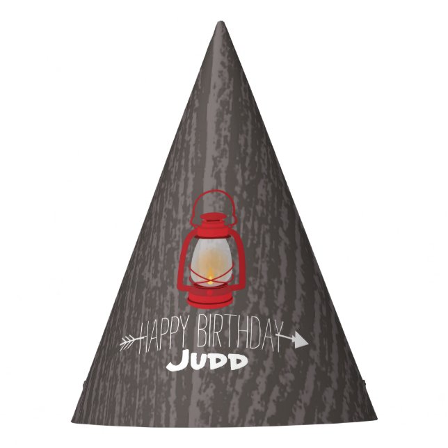 Red Lantern Kids Wilderness Birthday Party Hat (Front)