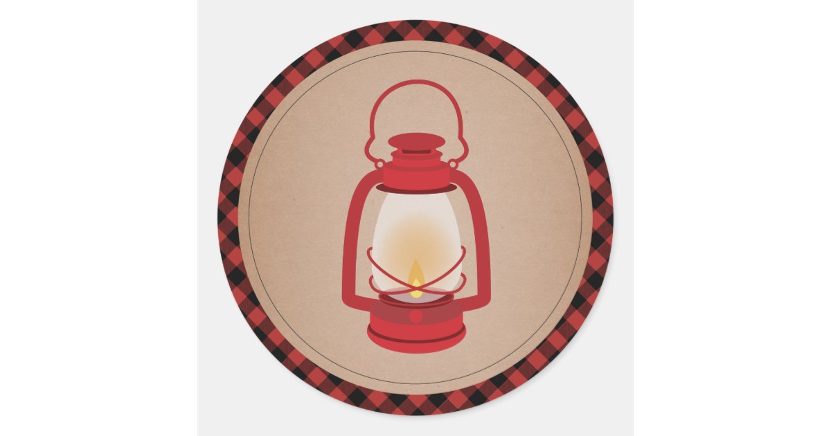 Red Lantern Plaid Sticker Zazzle