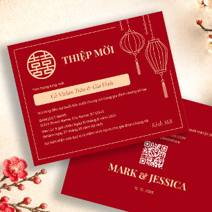 Red Lantern Vietnamese Wedding Thiệp Mời