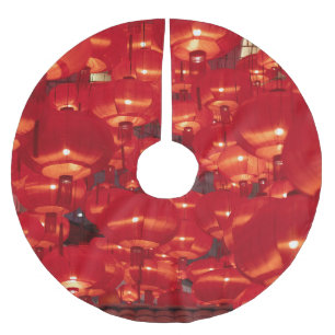 Red Lanterns Chinese New Year Brushed Polyester Tree Skirt