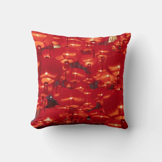 Red Lanterns Chinese New Year Throw Pillow (Front)