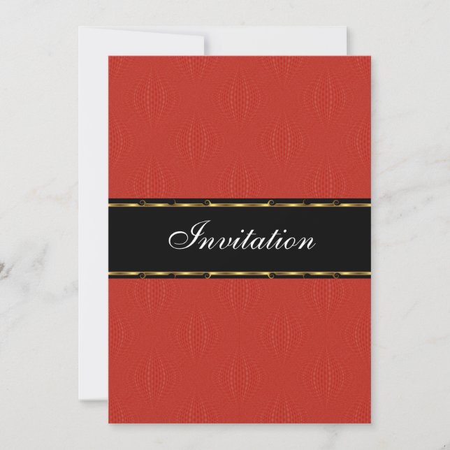 Red Lanterns Gold Black Birthday Event Invitation (Front)