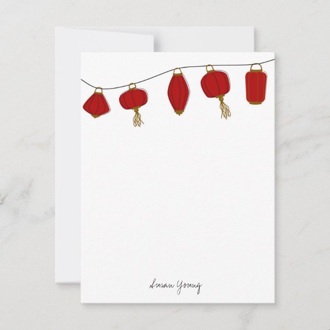 Red Lanterns Personal Stationery, 4.25x5.5 Note Card (Front)