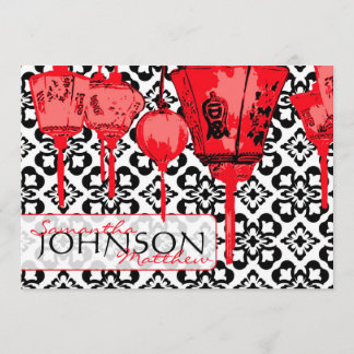 Red Lanterns Wedding Invitation Card