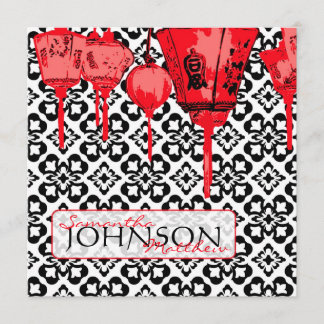 Red Lanterns Wedding Invite Square