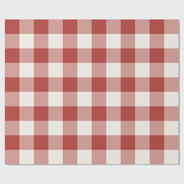 Red Large Checkered Gingham Wrapping Paper (Flat)