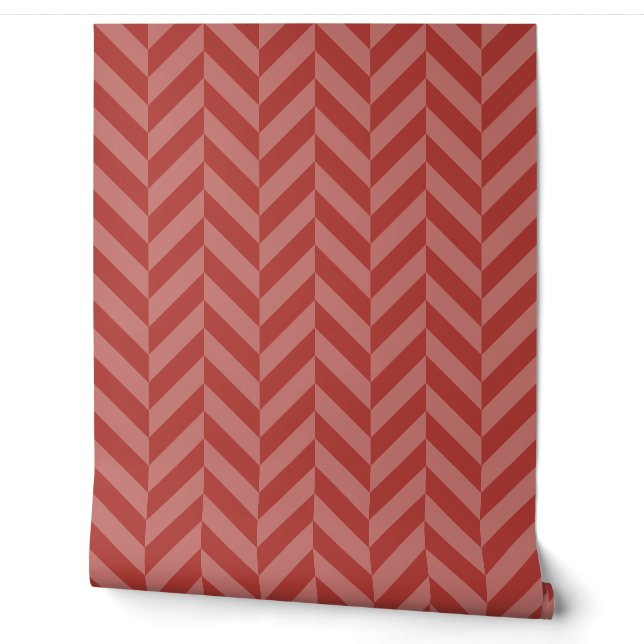 Red Large Herringbone Weave Wallpaper (Unrolling)