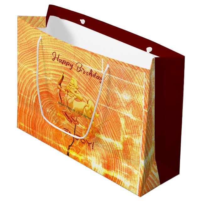 Red Large Sagittarius Birthday Gift Bag (Front Angled)