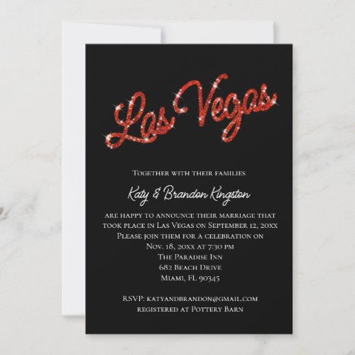 Red Las Vegas Sparkles Post Wedding Invitation