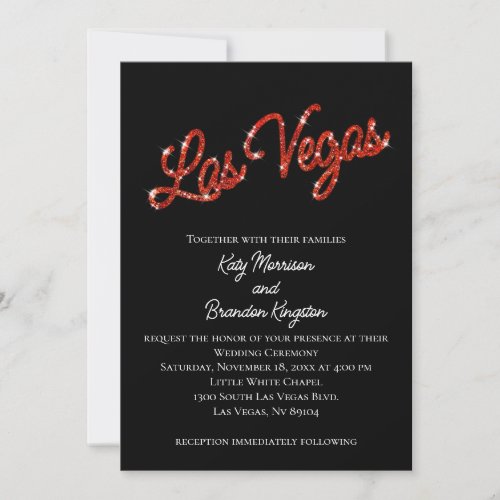 Red Las Vegas Sparkles Wedding Invitation
