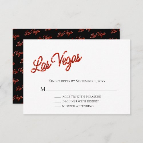 Red Las Vegas Sparkles Wedding RSVP Invitation
