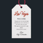 Red Las Vegas Sparkles Wedding Welcome Gift Tags<br><div class="desc">This Las Vegas Welcome Gift Tag is accented with sparkly red type on a white background, making it perfect to decorate a welcome gift for your guests at a destination wedding in Las Vegas. It is part of the Red Las Vegas Sparkles Wedding Collection. If additional coordinating items are needed,...</div>