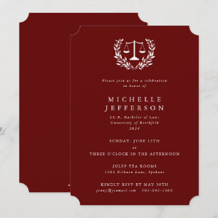 Red Law Qualifications Laurel Wreath Invitation