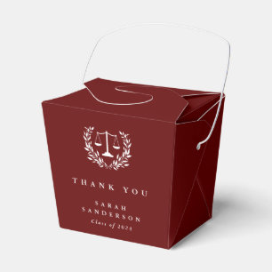 Red Law Scales+Laurel Wreath Graduation Favor Boxes