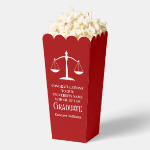 Red Law School Custom Graduation Party Popcorn Favor Boxes