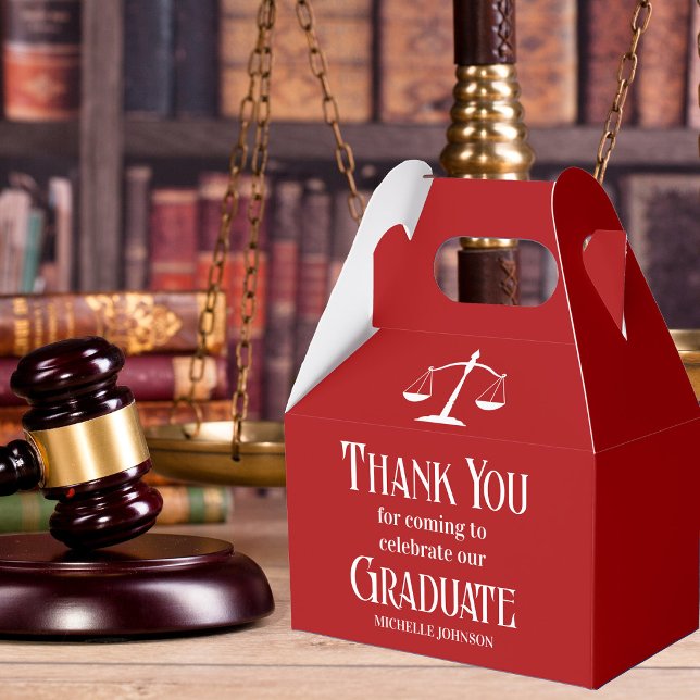 Red Law School Customized Graduation Party Favor Boxes (Creator Uploaded)
