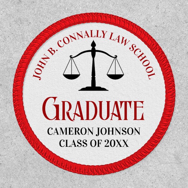 Red Law School Graduation Keepsake Patch (Front)