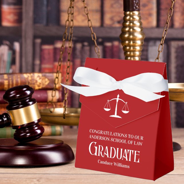 Red Law School Personalized Graduation Party Favor Boxes (Creator Uploaded)