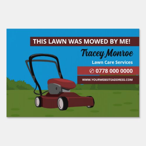 Red Lawn_Mower Scene Lawn Care Service Advert Sign
