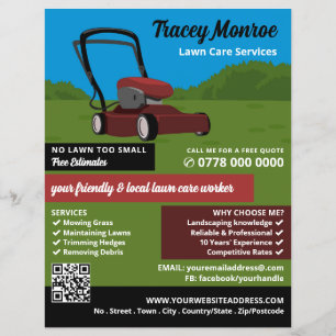 Red Lawn-Mower Scene, Lawn Care Services Flyer