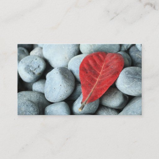 Customizable Red leaf and stones business cards