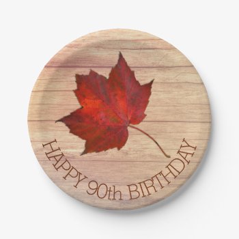 Red Leaf Custom Fall Party Plates by fallcolors at Zazzle