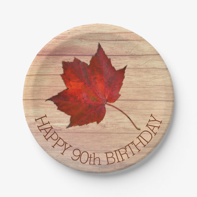 Red Leaf Custom Fall Party Plates (Front)