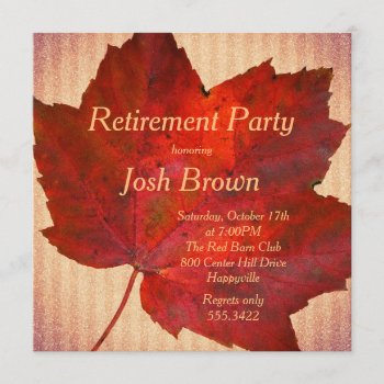 Red Leaf Fall Retirement Party Invitation by fallcolors at Zazzle