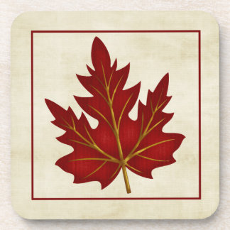 Red Leaf Fall Season Themed Cork Coaster
