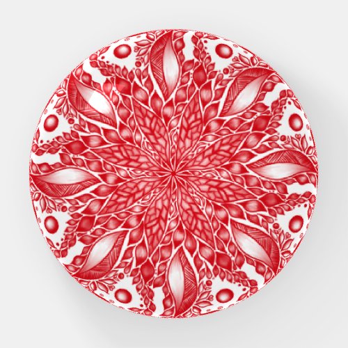 Red leaf mandala paperweight