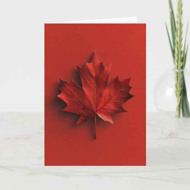 Red Leaf Maple Canada Holiday Card (Front)