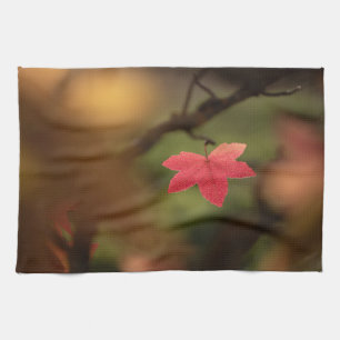 Red Leaf Nature Photo Kitchen Towel