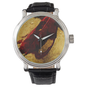 Red Leaf on Beach Abstract Impressionism Watch