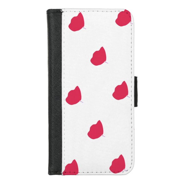 Red leaf print iPhone 8/7 Wallet Case.             (Front)