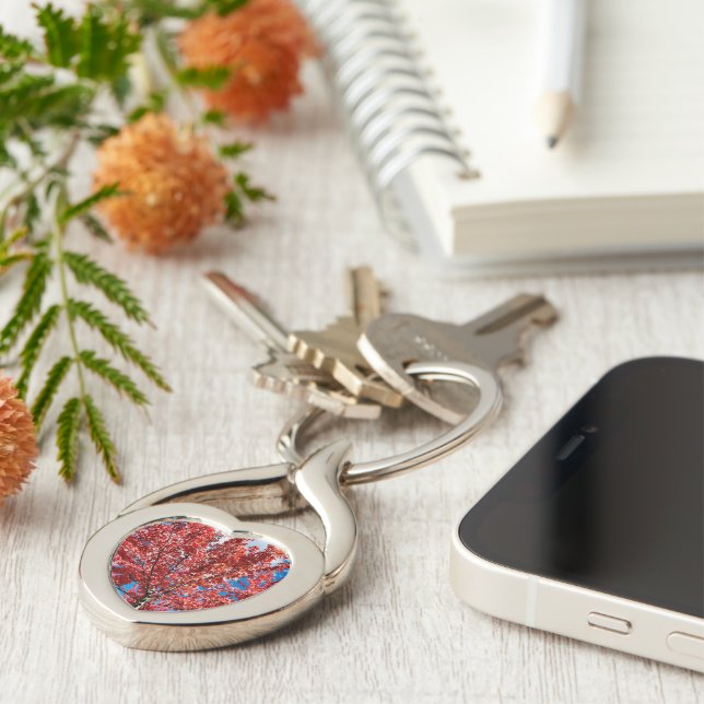 Red Leaf Tree In Fall Keychain (Side)