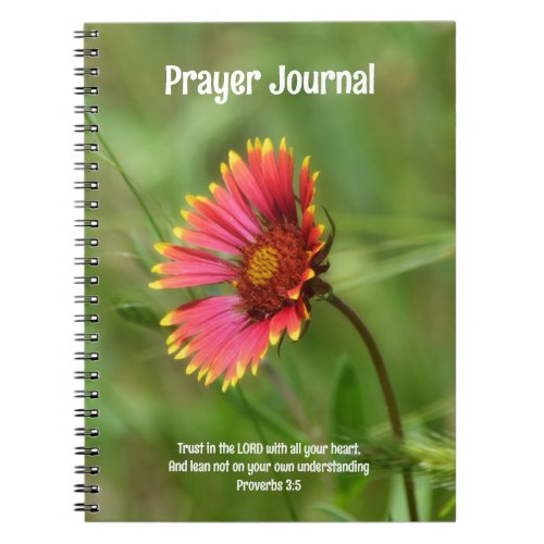 Red Leaning Wildflower Bible Verse Prayer Journal