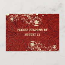 Red Leather and Lace RSVP with envelopes