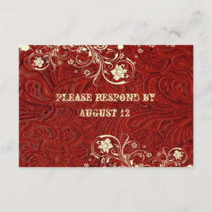 Red Leather and Lace RSVP with envelopes
