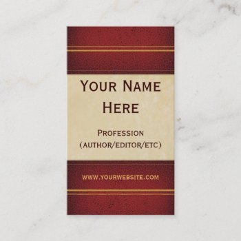 Red Leather Book Business Card by BaileysByDesign at Zazzle