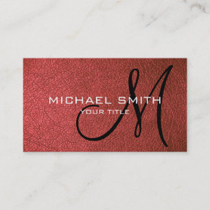 Red leather business card