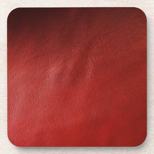 Red leather design drink coaster (Front)