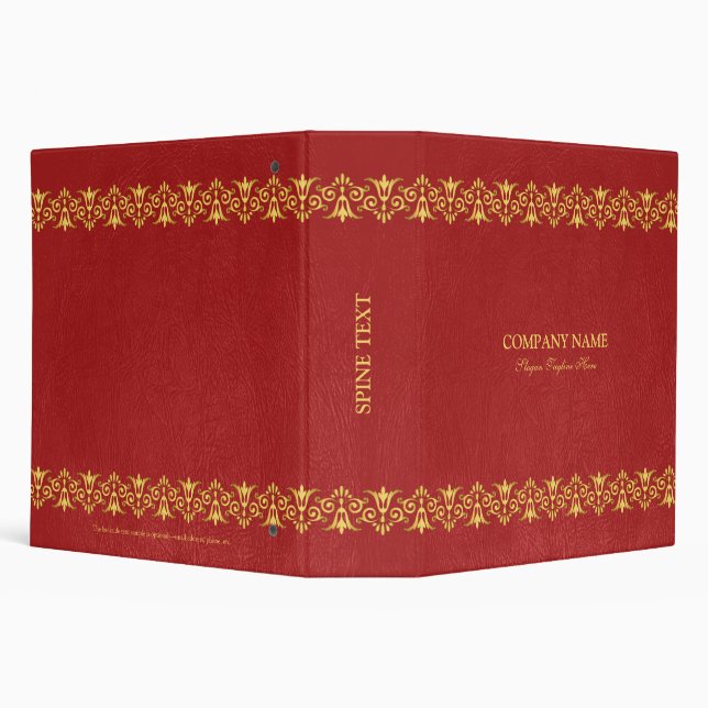 Red Leather Gold border 3 Ring Binder (Background)