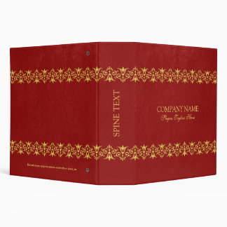 Red Leather Gold border 3 Ring Binder