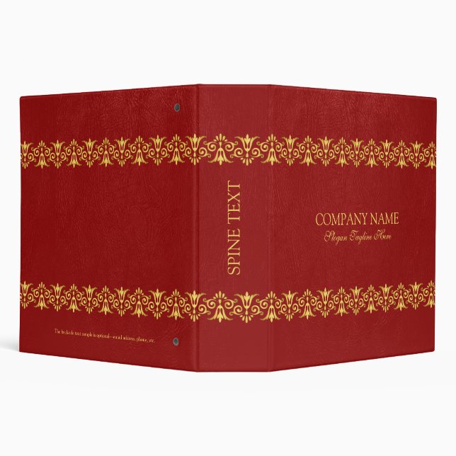 Red Leather Gold border 3 Ring Binder (Background)
