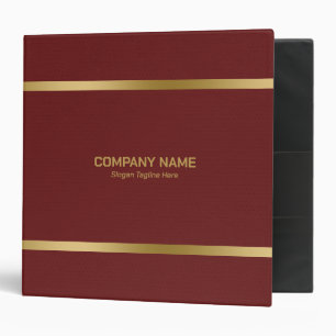 Red Leather Gold Stripes Accents 3 Ring Binder