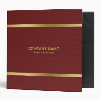 Red Leather Gold Stripes Accents 3 Ring Binder